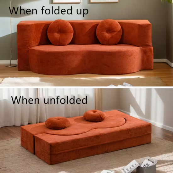 Space-saving compressible sofa bed