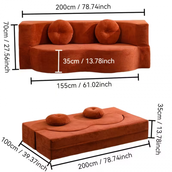 Space-saving compressible sofa bed